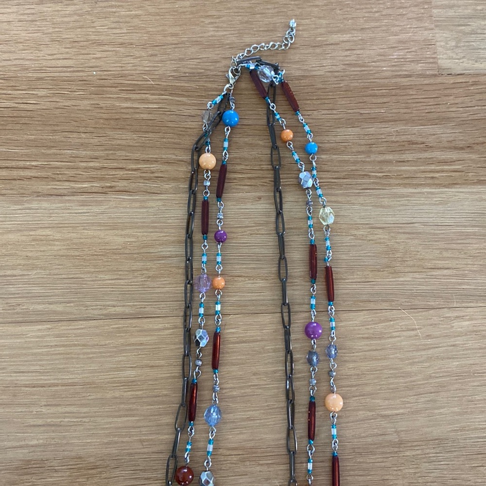 Layered Multi Colored Necklace - Picture 7 of 10